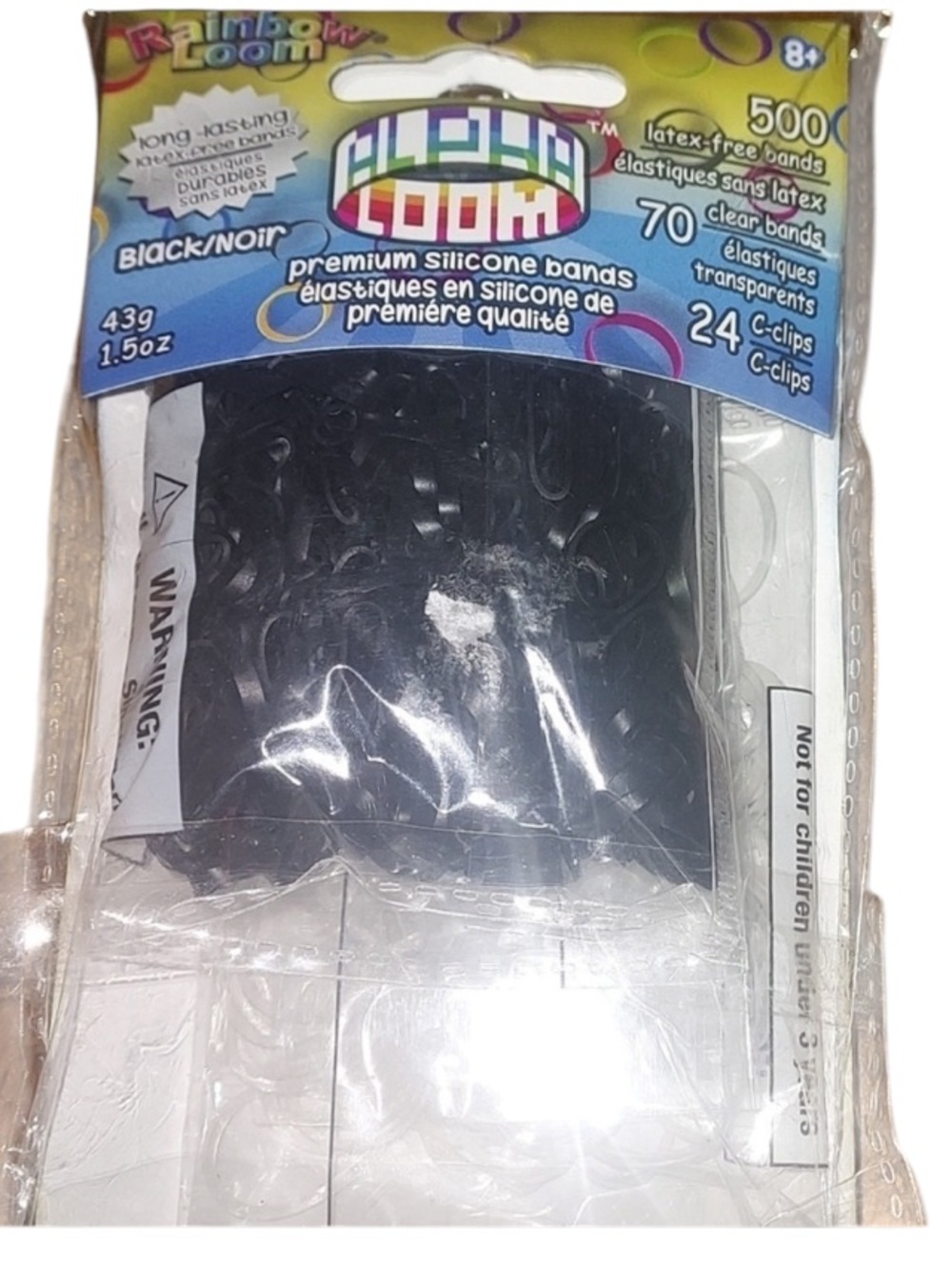 RAINBOW loom 500 latex free bands black long lasting 8+